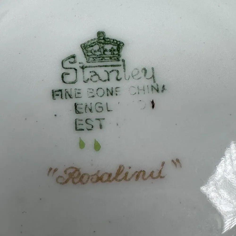Vintage Stanley Teacup & Saucer White Rosalind Gold Trim Fine Bone China England